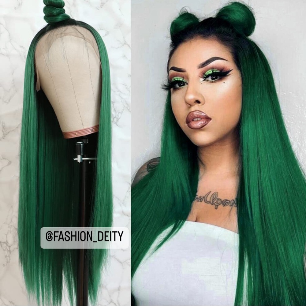 💫22” GREEN OMBRE STRAIGHT LACE FRONT WIG *NEW*